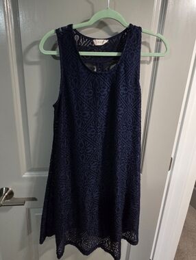 Altar'd State Navy Crochet A-Line Mini Dress